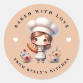 Gebacken mit Liebe-Bäckereiaufkleber Runder Aufkleber (Vorderseite)