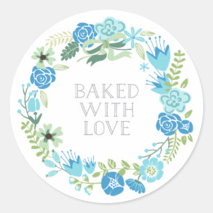 Gebacken mit Liebe Blumenkranz   Danke Stickers
