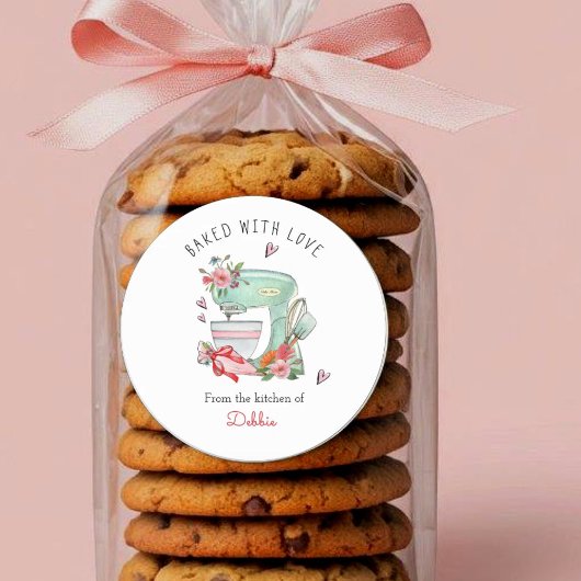 Gebacken mit Liebe Cake Mixer Aquarell Runder Aufkleber