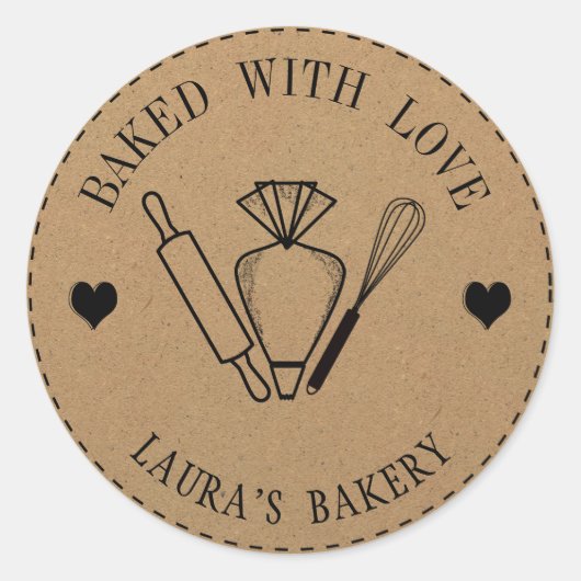 Gebacken mit Liebe Cake Rolling Button Whisk Pipin Runder Aufkleber (Vorderseite)