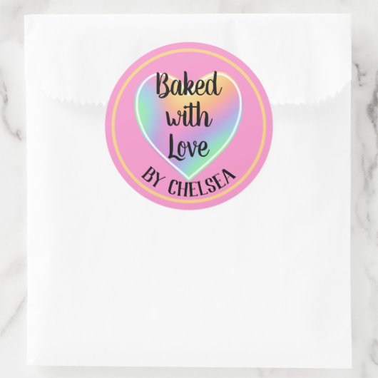 gebacken mit Liebe Custom Rainbow Heart Sticker (Tasche)
