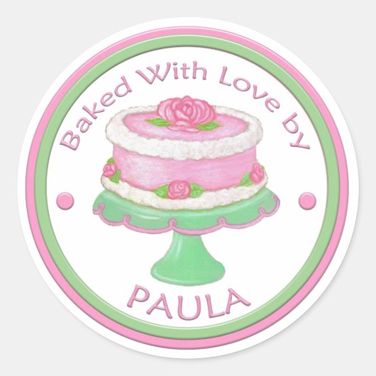 Gebacken mit Liebe Custom Sticker~Cake Runder Aufkleber (Vorderseite)