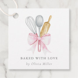 Gebacken mit Liebe Elegant Rosa Bow Personalisiert Geschenkanhänger