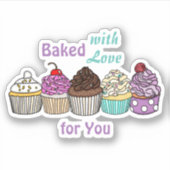 Gebacken mit Liebe für Sie | Handgebackener Kuchen Aufkleber (Vorderseite)