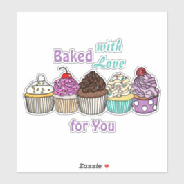 Gebacken mit Liebe für Sie | Handgebackener Kuchen Aufkleber