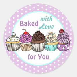 Gebacken mit Liebe für Sie | Handgebackener Kuchen Runder Aufkleber
