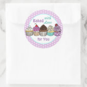Gebacken mit Liebe für Sie | Handgebackener Kuchen Runder Aufkleber (Tasche)