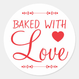 gebacken mit Liebe gebackener Produktaufkleber