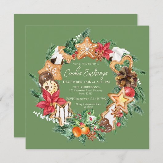 Gebacken mit Liebe Gingerbread Cookies tauschen Einladung (Vorne/Hinten)