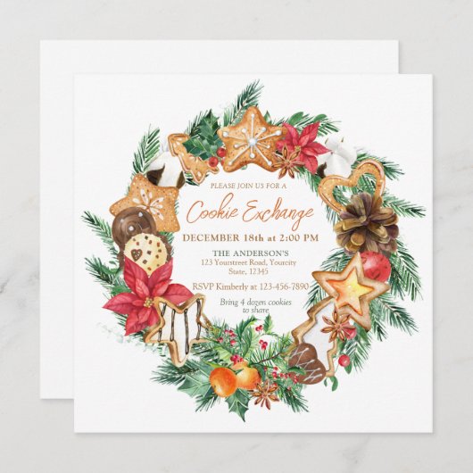 Gebacken mit Liebe Gingerbread Cookies tauschen Einladung (Vorne/Hinten)