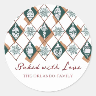 Gebacken mit Liebe Grün Weihnachtsgebäck Runder Aufkleber
