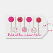 Gebacken mit Liebe hausgemachte Pink Cake Pop Geschenkanhänger (Vorderseite (Horizontal))