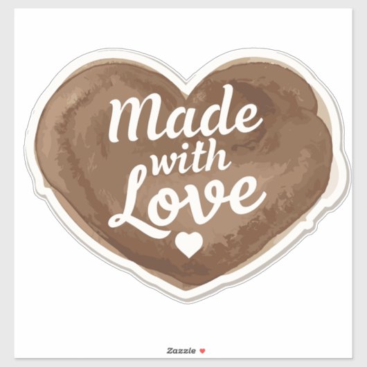 gebacken mit Liebe Herz Aufkleber (Blatt)