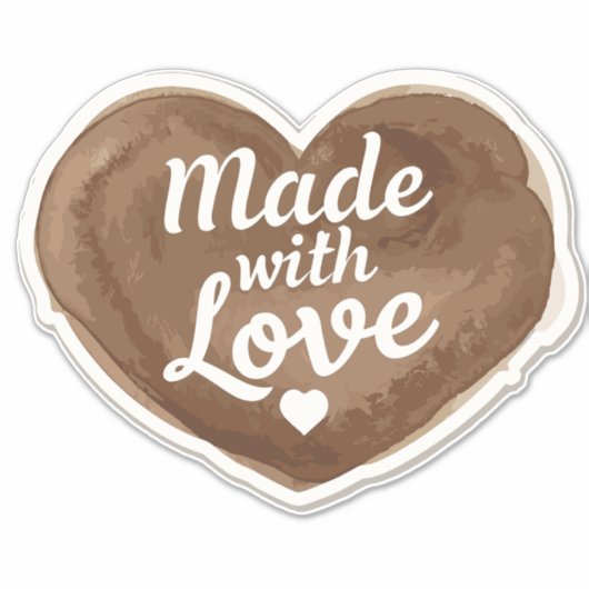 gebacken mit Liebe Herz Aufkleber (Vorderseite)