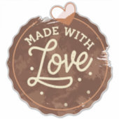 gebacken mit Liebe Herz Aufkleber (Vorderseite)