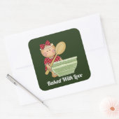 Gebacken mit Liebe hinzufügen Nachricht Backginger Quadratischer Aufkleber (Umschlag)