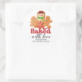Gebacken mit Liebe Holiday Cookie Geschenk Runder Aufkleber (Tasche)