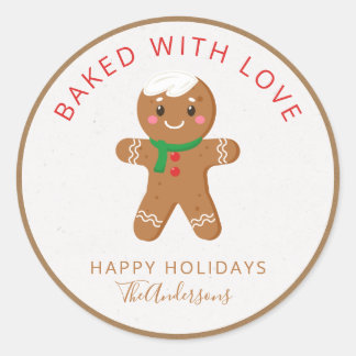 Gebacken mit Liebe Holiday Gingerbread Runder Aufkleber