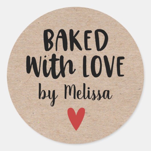 Gebacken mit Liebe Homemade Kraft Sticker (Vorderseite)