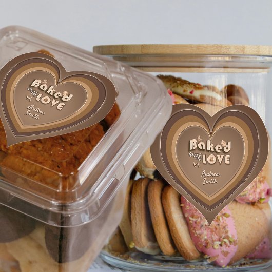 Gebacken mit Liebe Niedliche Choco Brown Goods Pak Herz-Aufkleber