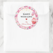 Gebacken mit Liebe - Niedliche Cupcakes & Donuts Runder Aufkleber (Tasche)