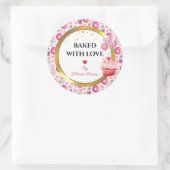 Gebacken mit Liebe - Niedliche Cupcakes & Donuts Runder Aufkleber (Tasche)