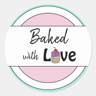 gebacken mit Liebe Niedliche Pastellfarben von C Runder Aufkleber