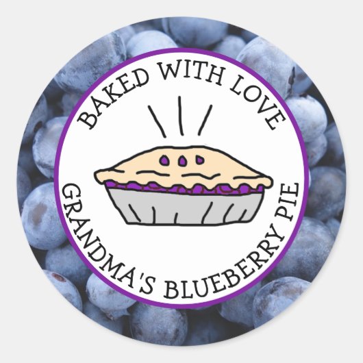 Gebacken mit Liebe, Oma's Blueberry Pie Labels Runder Aufkleber (Vorderseite)