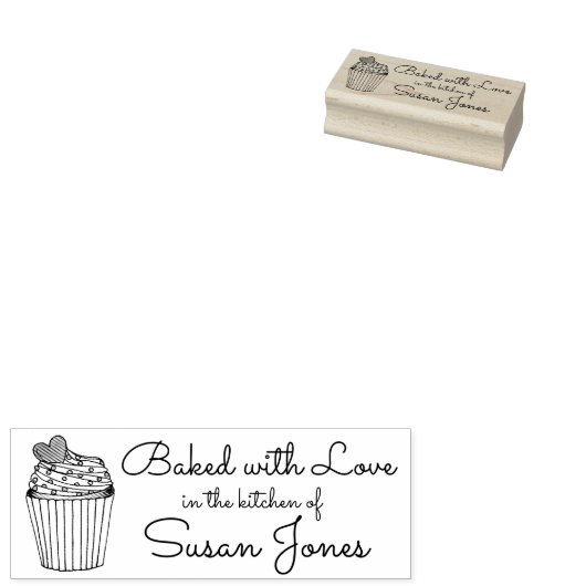 Gebacken mit Liebe Personalisiert Cupcake Backbäck Gummistempel (Stempel)