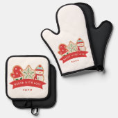 gebacken mit Liebe | PERSONALISIERT Ofenhandschuh & Topflappen-Set (Vorderseite/Rückseite)