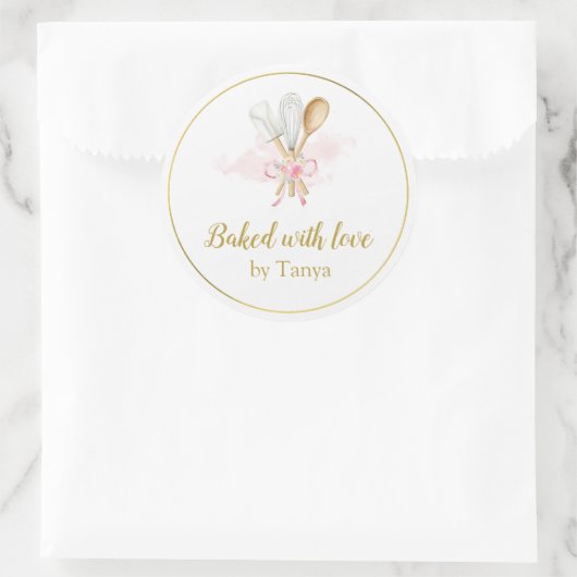 Gebacken mit Liebe Personalisierte Aufkleber (Tasche)