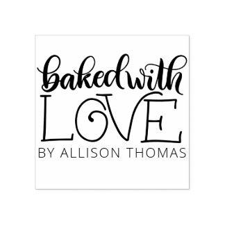 Gebacken mit Liebe - Personalisierte Kautschuk-Bri Gummistempel