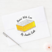 Gebacken mit Liebe Personalisierte Lemon Square Ba Runder Aufkleber (Umschlag)