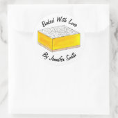 Gebacken mit Liebe Personalisierte Lemon Square Ba Runder Aufkleber (Tasche)