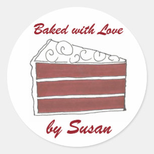 Gebacken mit Liebe Personalisierte Red Velvet Cake Runder Aufkleber