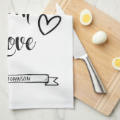 gebacken mit Liebe Personalisierter Name Schwarz & Geschirrtuch (Viertel Falte)