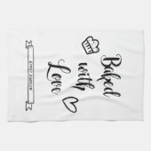 gebacken mit Liebe Personalisierter Name Schwarz & Geschirrtuch (Horizontal)