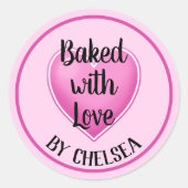 Gebacken mit Liebe Personalisierter Rundaufkleber Runder Aufkleber (Vorderseite)