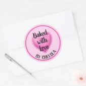 Gebacken mit Liebe Personalisierter Rundaufkleber Runder Aufkleber (Umschlag)