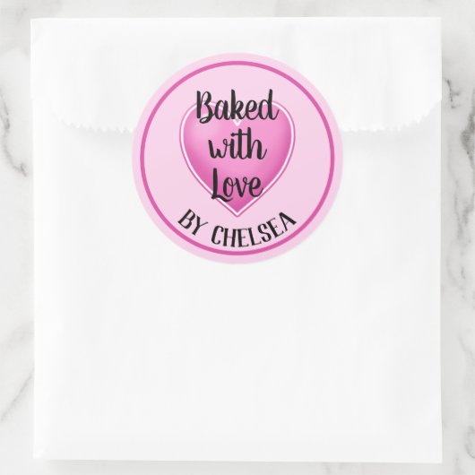 Gebacken mit Liebe Personalisierter Rundaufkleber Runder Aufkleber (Tasche)