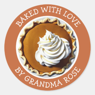 Gebacken mit Liebe Pumpkin Pie Food Label Runder Aufkleber