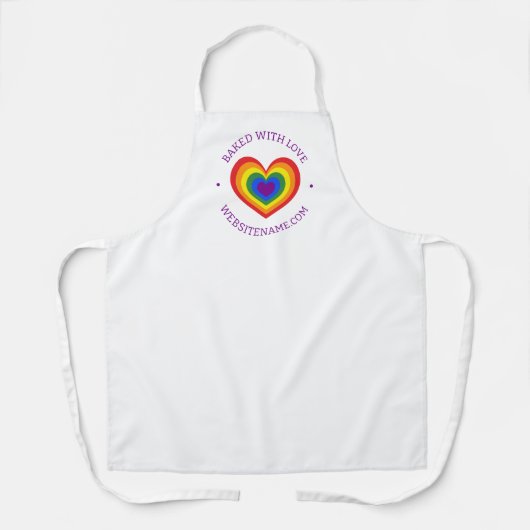 Gebacken mit Liebe Rainbow-Herz-Custom-Text Schürze (Vorderseite)