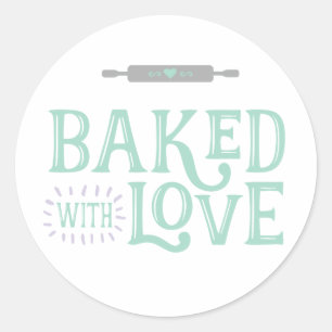 gebacken mit Liebe rund Aufkleber