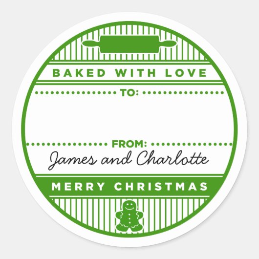 gebacken mit Liebe Runder Aufkleber (Vorderseite)