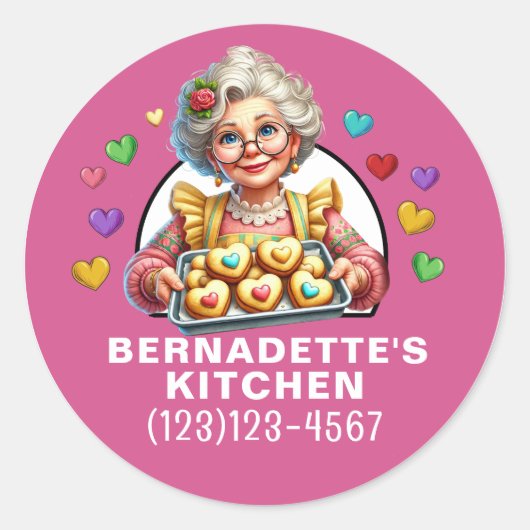 gebacken mit Liebe Runder Aufkleber (Vorderseite)