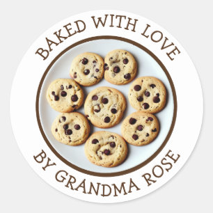 Gebacken mit Liebe Schokolade Chip Cookies Runder Aufkleber