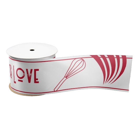 Gebacken mit Liebe Typografie Weihnachten Weihnach Satinband (Spule)