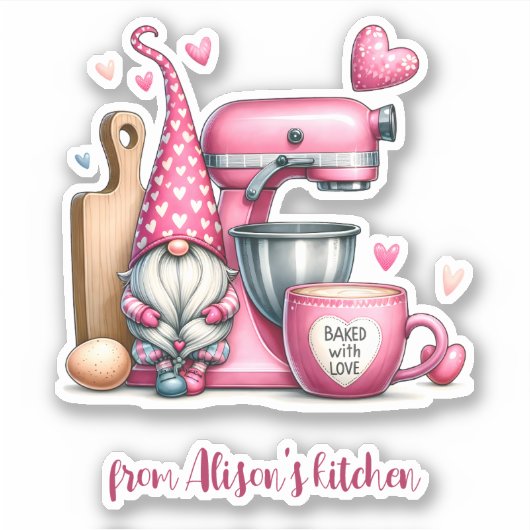 Gebacken mit Liebe von jedermanns Küche Aufkleber (Vorderseite)