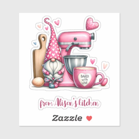 Gebacken mit Liebe von jedermanns Küche Aufkleber (Blatt)