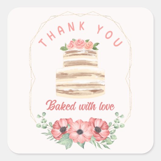Gebacken mit Liebe Wedding Cake Sticker (Vorderseite)